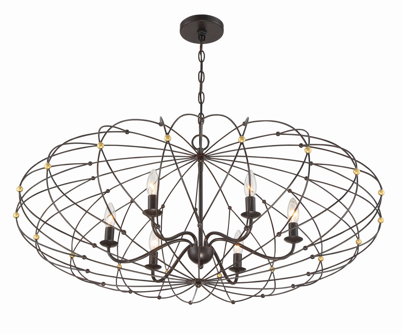 Crystorama Zucca 6 Light English Bronze + Antique Gold Chandelier ZUC-A9036-EB-GA