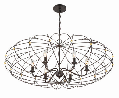 Crystorama Zucca 6 Light English Bronze + Antique Gold Chandelier ZUC-A9036-EB-GA