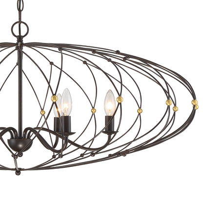 Crystorama Zucca 6 Light English Bronze + Antique Gold Chandelier ZUC-A9036-EB-GA