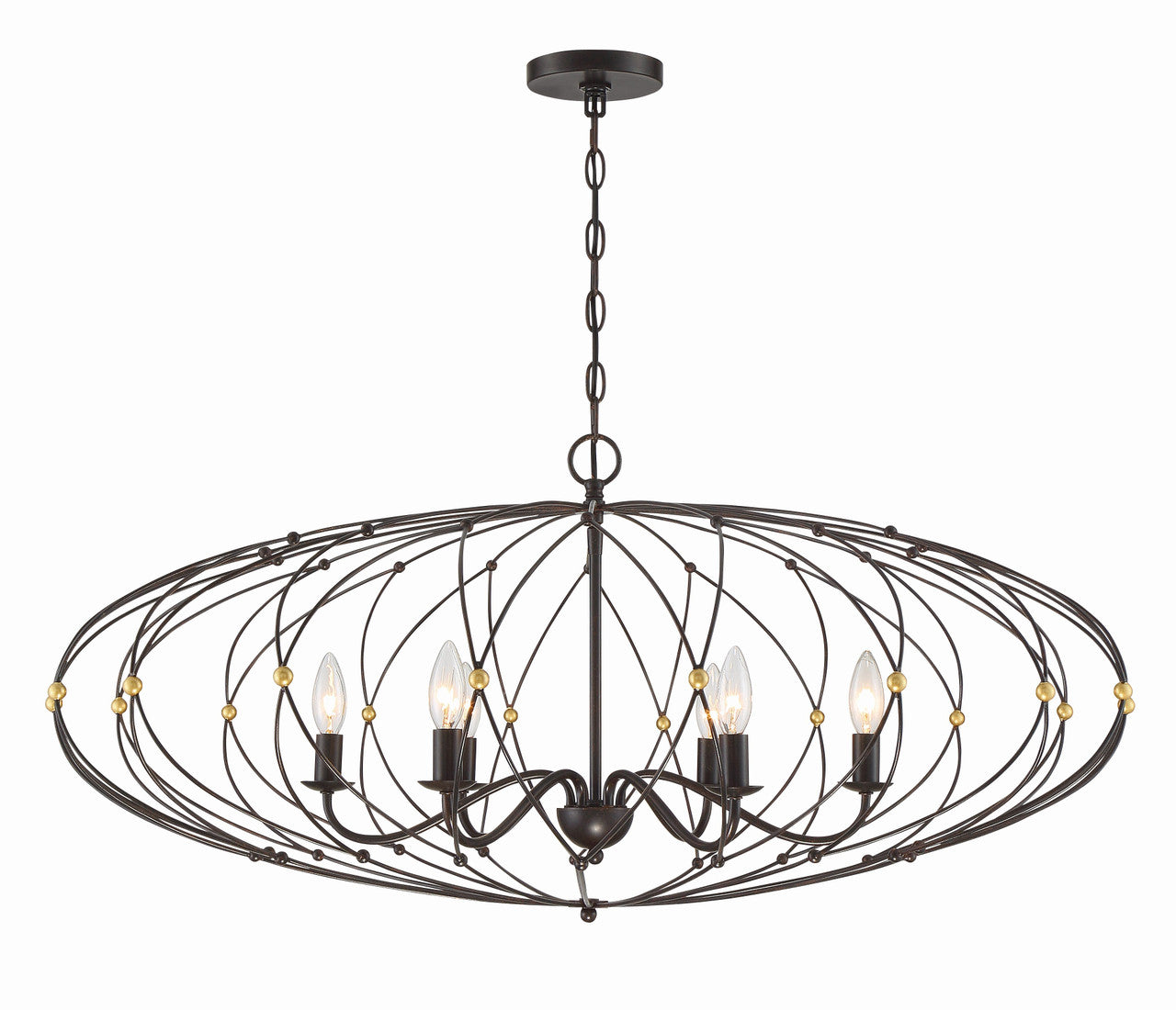 Crystorama Zucca 6 Light English Bronze + Antique Gold Chandelier ZUC-A9036-EB-GA