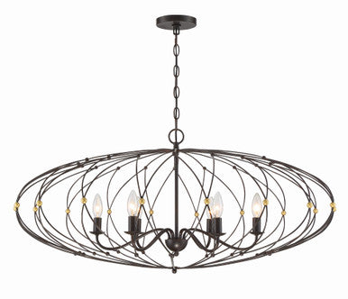 Crystorama Zucca 6 Light English Bronze + Antique Gold Chandelier ZUC-A9036-EB-GA