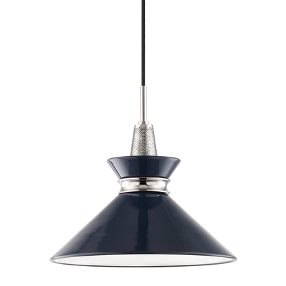 Mitzi 1 Light Pendant in Polished Nickel/Navy H251701S-PN/NVY