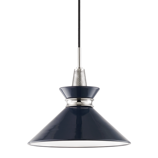 Mitzi 1 Light Pendant in Polished Nickel/Navy H251701S-PN/NVY