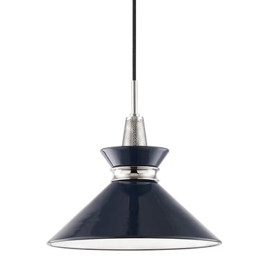 Mitzi 1 Light Pendant in Polished Nickel/Navy H251701S-PN/NVY