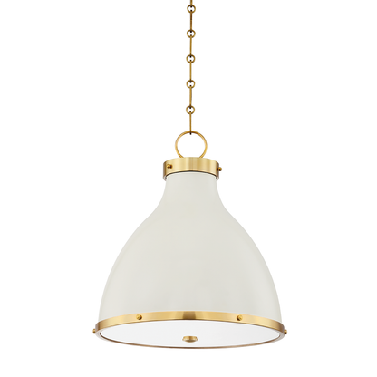 Hudson Valley Lighting Painted No. 3 Pendant in Aged Brass/off White MDS361-AGB/OW