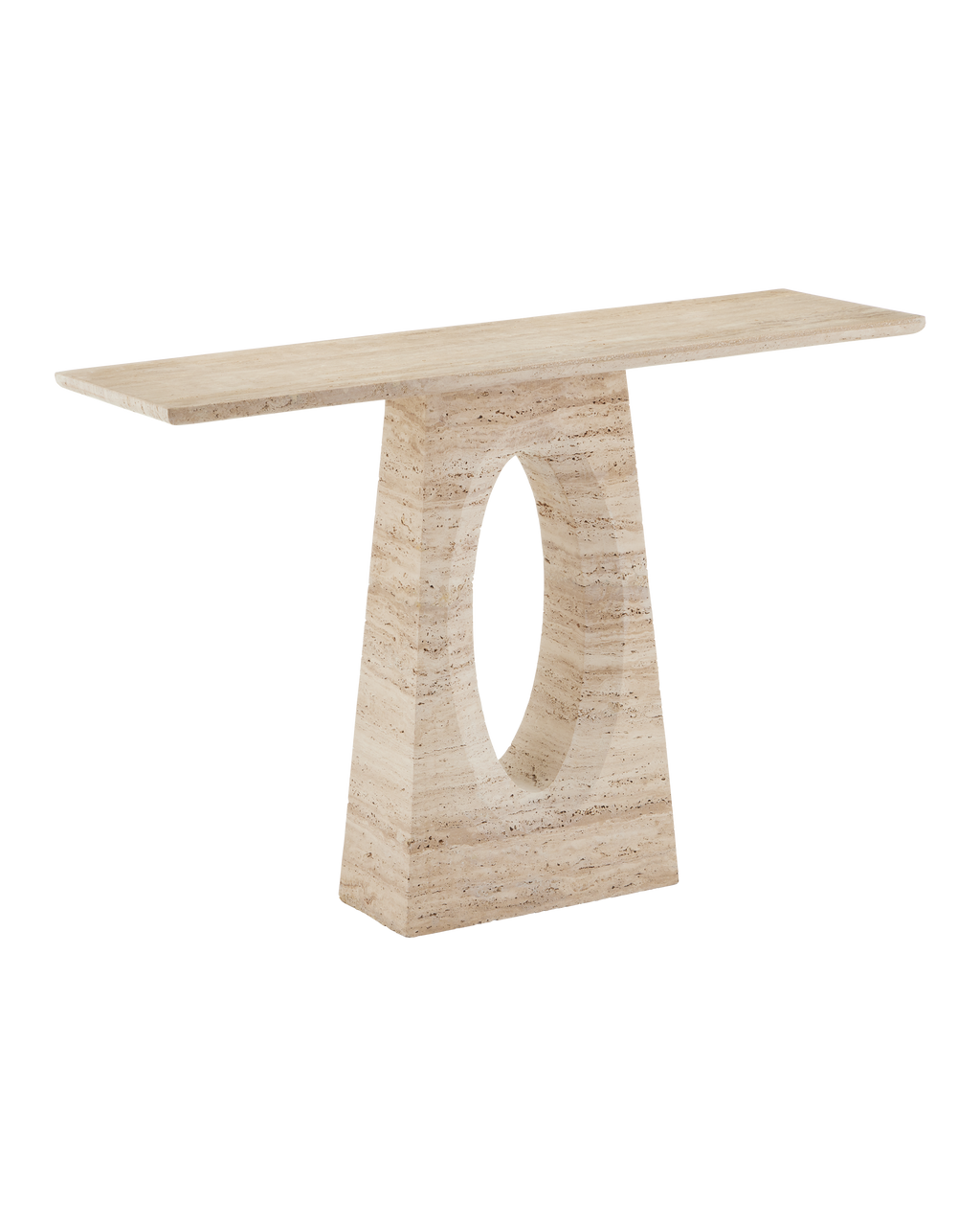 Currey & Co Demi Travertine Console Table in Natural Beige 3000-0286