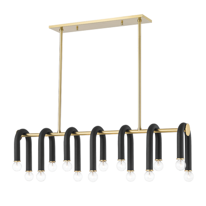 Mitzi 14 Light Linear in Aged Brass/Black H382914-AGB/BK