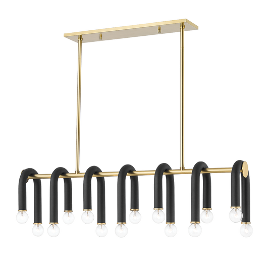 Mitzi 14 Light Linear in Aged Brass/Black H382914-AGB/BK