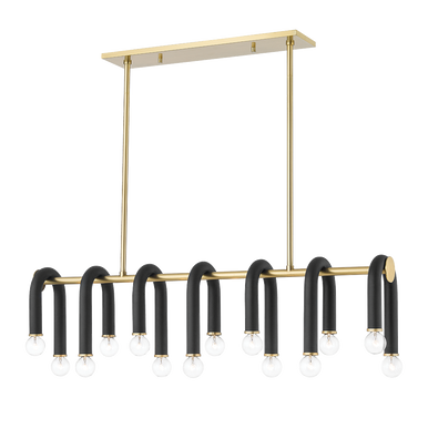 Mitzi 14 Light Linear in Aged Brass/Black H382914-AGB/BK