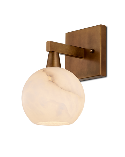 Currey & Co Bombelles Brass Bath Wall Sconce in Antique Brass/Natural 5800-0041