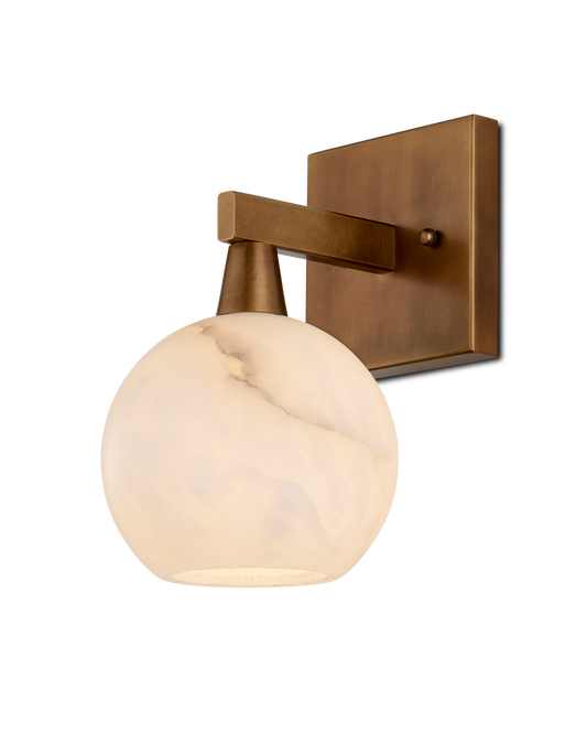 Currey & Co Bombelles Brass Bath Wall Sconce in Antique Brass/Natural 5800-0041