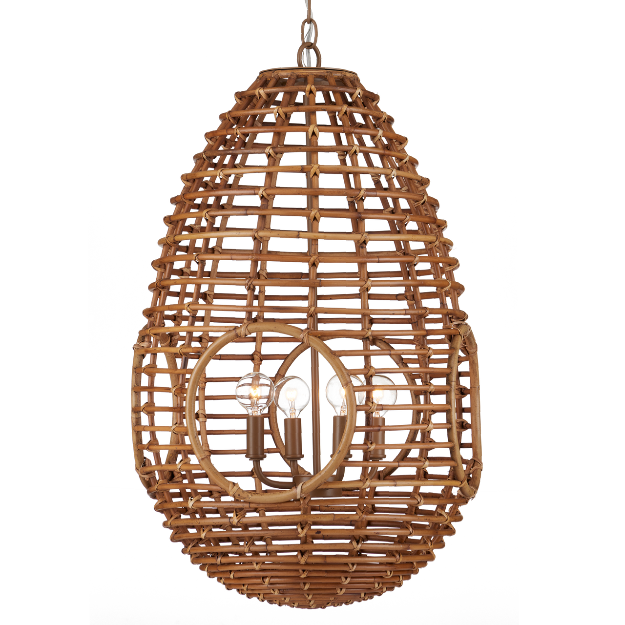 Currey & Co. Columbary 17.25" Rattan 4-Light Pendant 9000-1151