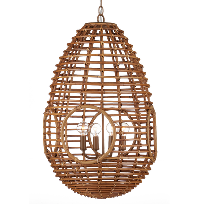 Currey & Co. Columbary 17.25" Rattan 4-Light Pendant 9000-1151