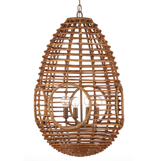 Currey & Co. Columbary 17.25" Rattan 4-Light Pendant 9000-1151