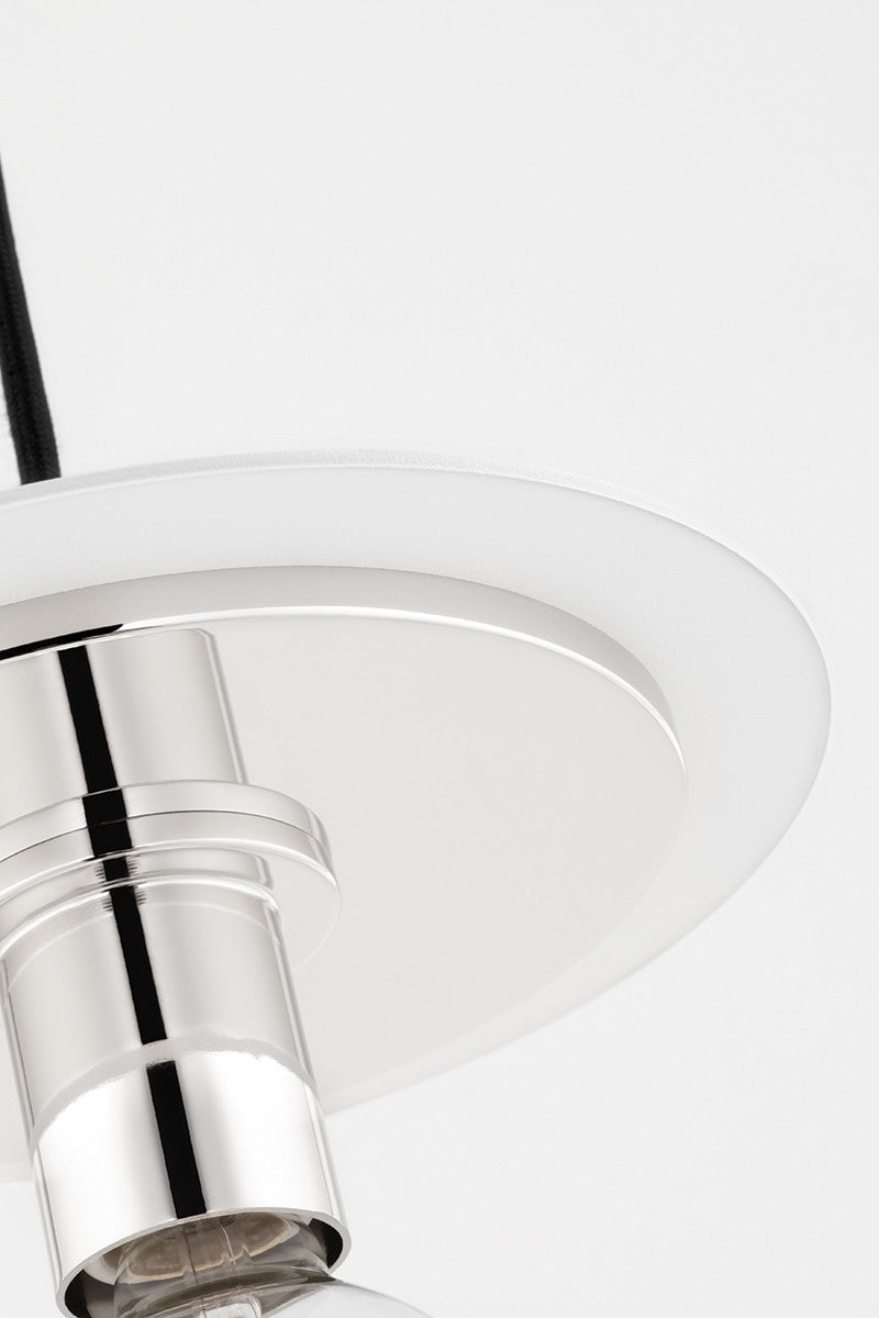 Mitzi 1 Light Pendant in Polished Nickel/White H137701S-PN/WH