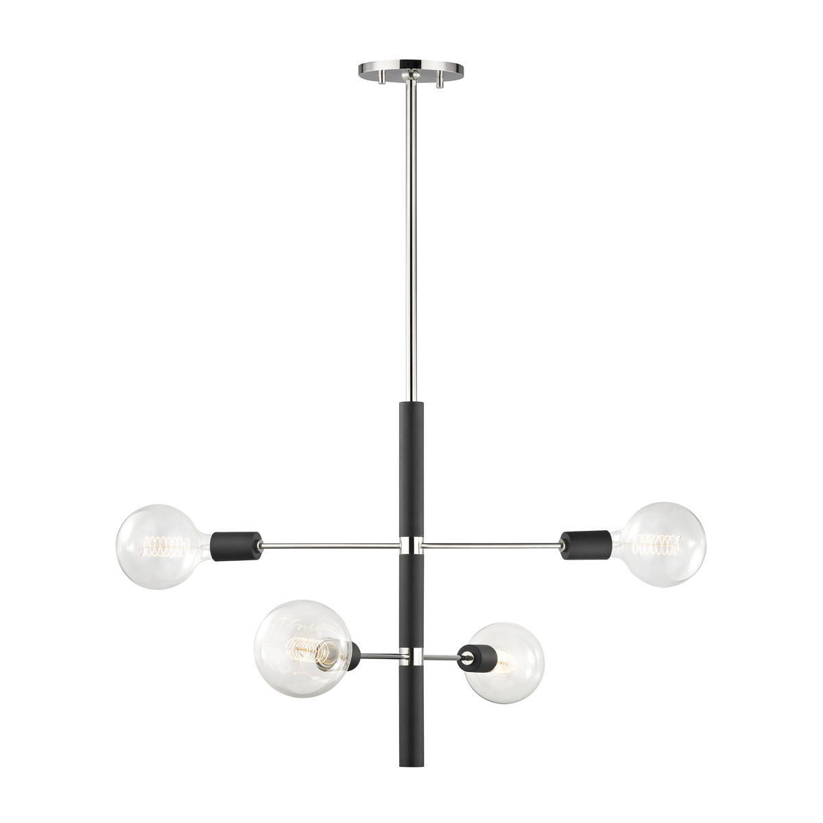 Mitzi 4 Light Chandelier in Polished Nickel/Black H178804-PN/BK