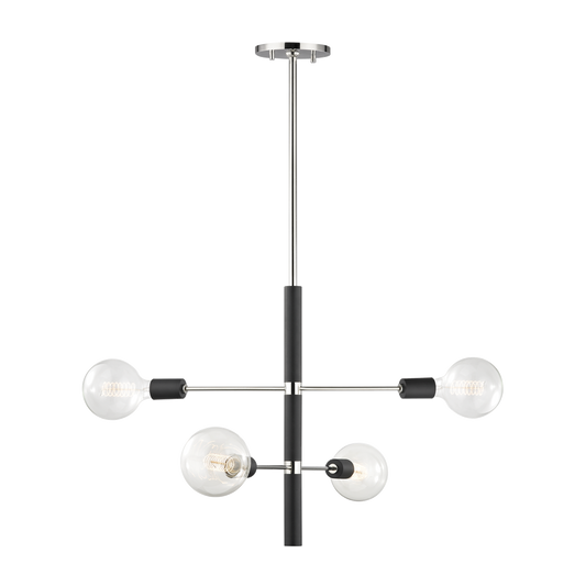 Mitzi 4 Light Chandelier in Polished Nickel/Black H178804-PN/BK