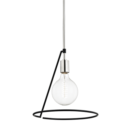 Mitzi 1 Light Pendant in Polished Nickel/Black H245701-PN/BK