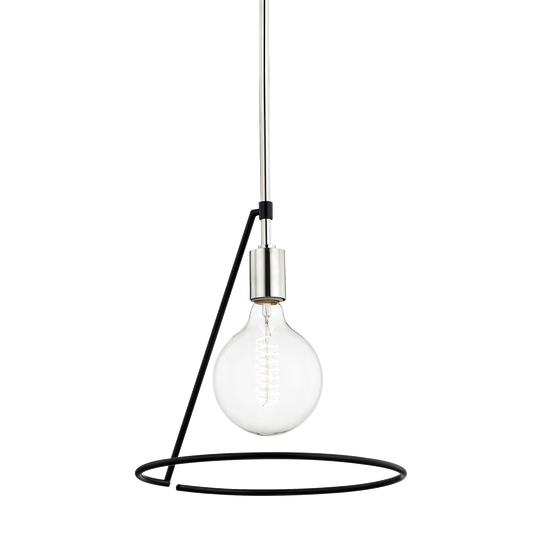 Mitzi 1 Light Pendant in Polished Nickel/Black H245701-PN/BK