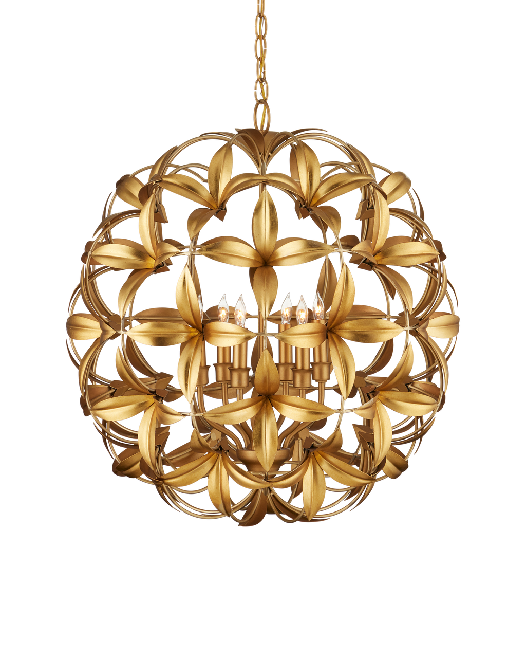 Currey & Co Helenium Orb Chandelier in Contemporary Gold Leaf/Contemporary Gold 9000-1214