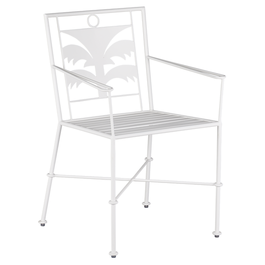 Currey & Co. Las Palmas Wrought Iron White Armchair 4000-0165