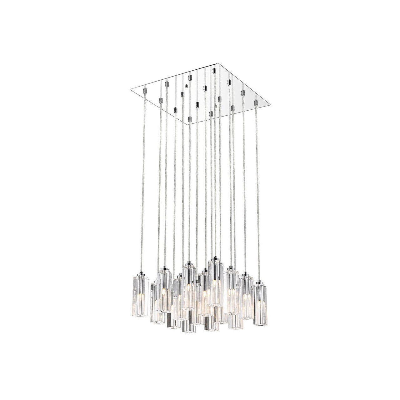 TREND Lighting Icarus 16-Light Polished Chrome Chandelier With Square 4-Sided Cut Crystal Shades in Polished Chrome A900126-16-S