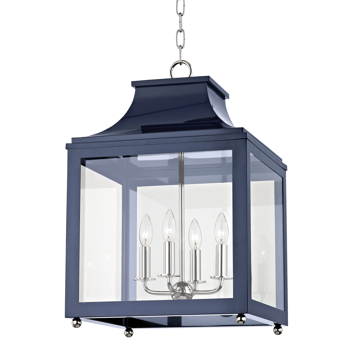 Mitzi 4 Light Lantern in Polished Nickel/Navy H259704L-PN/NVY