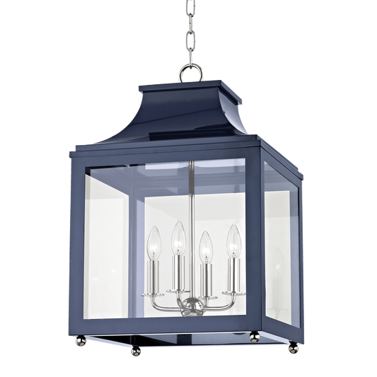 Mitzi 4 Light Lantern in Polished Nickel/Navy H259704L-PN/NVY