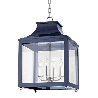 Mitzi 4 Light Lantern in Polished Nickel/Navy H259704L-PN/NVY