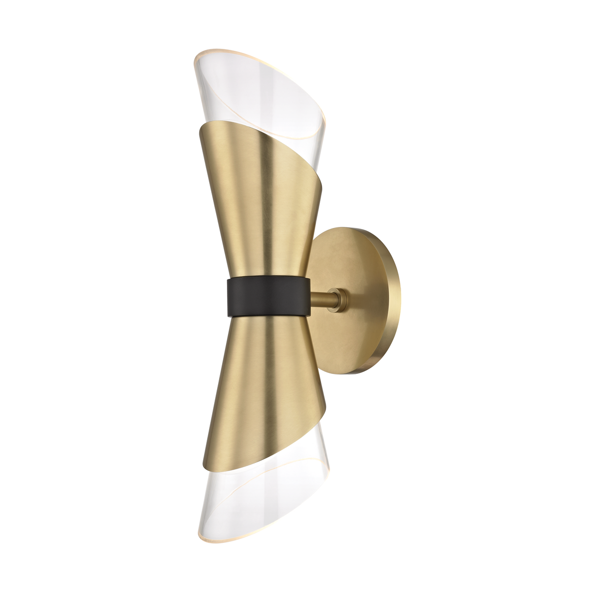 Mitzi 2 Light Wall Sconce in Aged Brass/Black H130102-AGB/BK