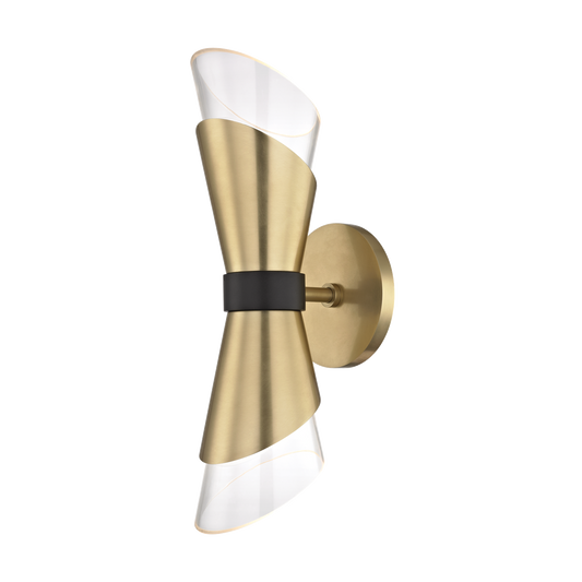 Mitzi 2 Light Wall Sconce in Aged Brass/Black H130102-AGB/BK