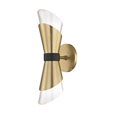 Mitzi 2 Light Wall Sconce in Aged Brass/Black H130102-AGB/BK