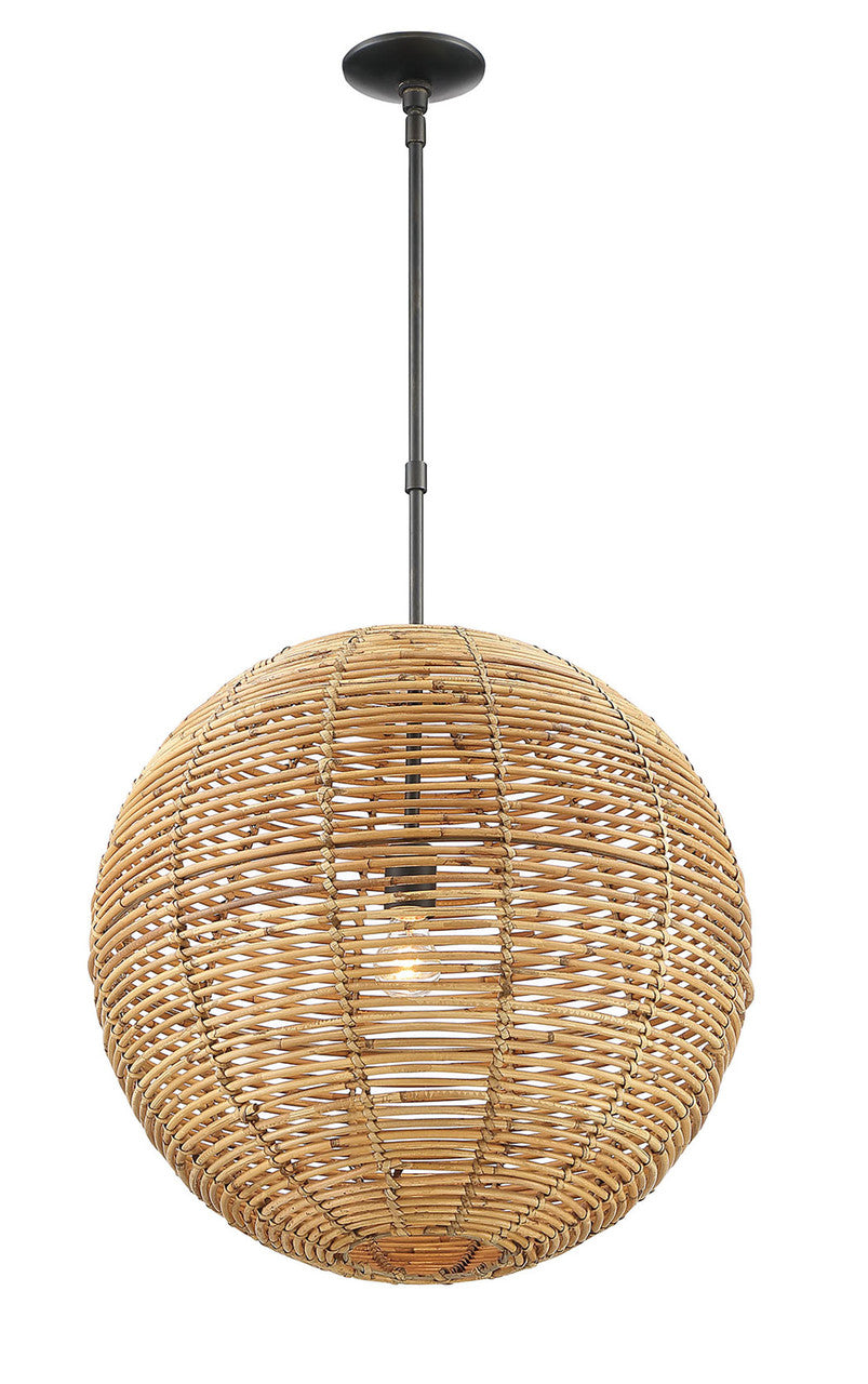 Lumanity Lighting Kingston Rattan Single-Light Globe Pendant in Oil Rubbed Bronze  L090-0004