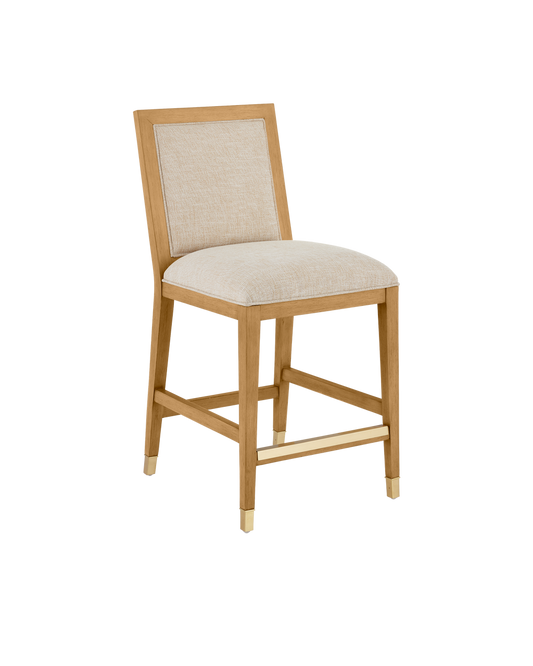 Currey & Co Santos Sea Sand Side Chair, Liller Malt in Sea Sand/UV Liller Malt/Satin Brass 7000-0882