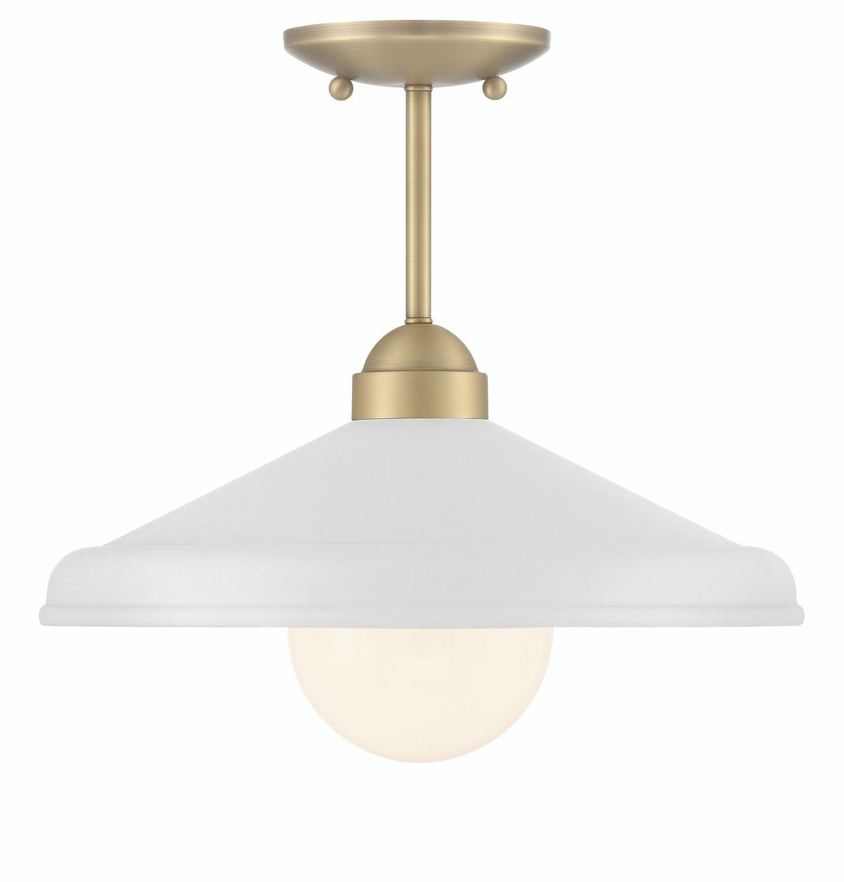 Lumanity Lighting Brooks Matte White 14" Semi-Flush Mount Ceiling Barn Light in Painted Matte White, Gold Leaf, Satin Brass  L090-0047