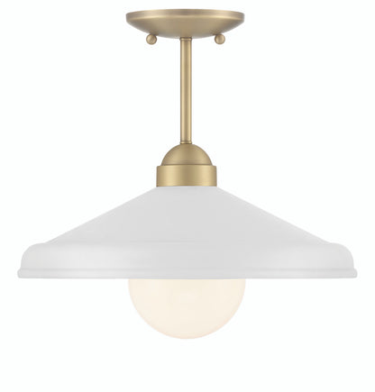 Lumanity Lighting Brooks Matte White 14" Semi-Flush Mount Ceiling Barn Light in Painted Matte White, Gold Leaf, Satin Brass  L090-0047