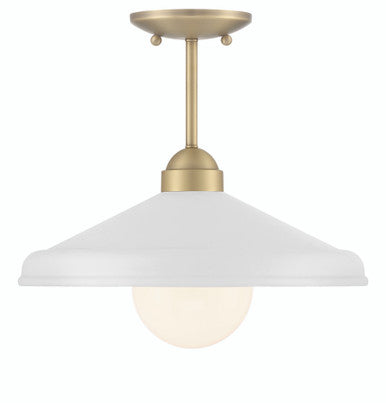 Lumanity Lighting Brooks Matte White 14" Semi-Flush Mount Ceiling Barn Light in Painted Matte White, Gold Leaf, Satin Brass  L090-0047