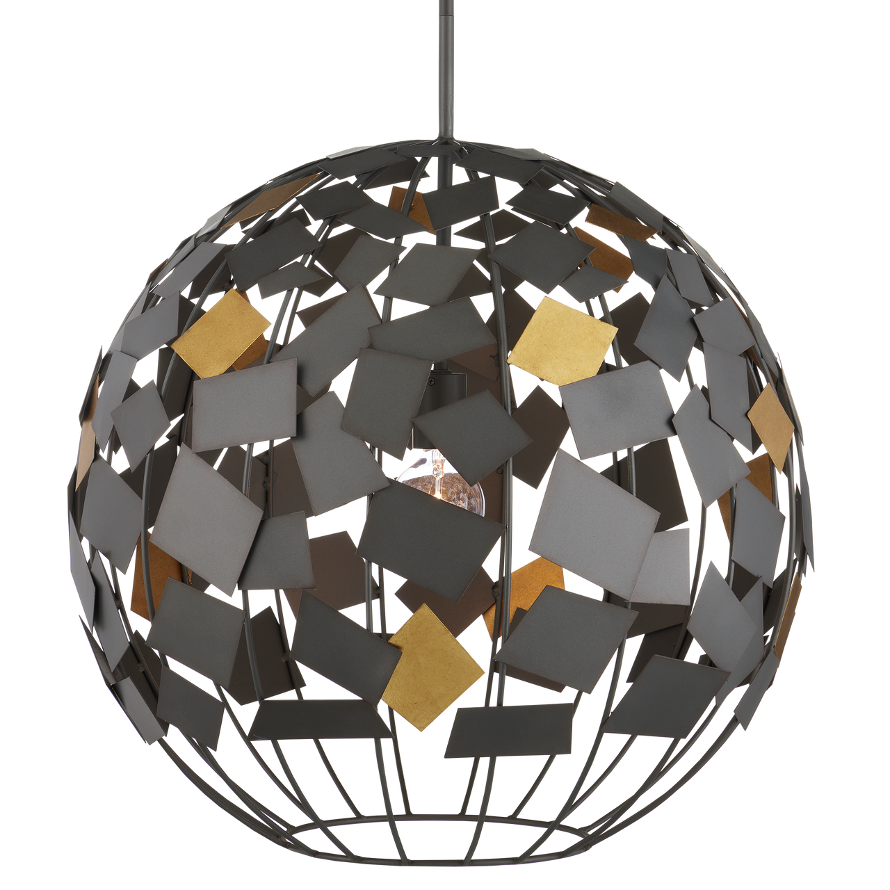 Currey & Co. Moon Night 23" Gray & Gold 1-Light Orb Chandelier 9000-1089