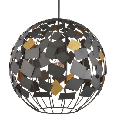 Currey & Co. Moon Night Gray & Gold Orb Chandelier 9000-1089