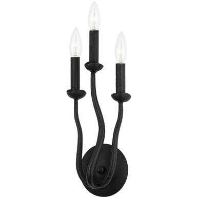 Troy Lighting 3 Light Reign Wall Sconce in Black Iron B1083-BI