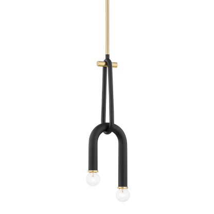 Mitzi 2 Light Pendant in Aged Brass/Black H382702-AGB/BK