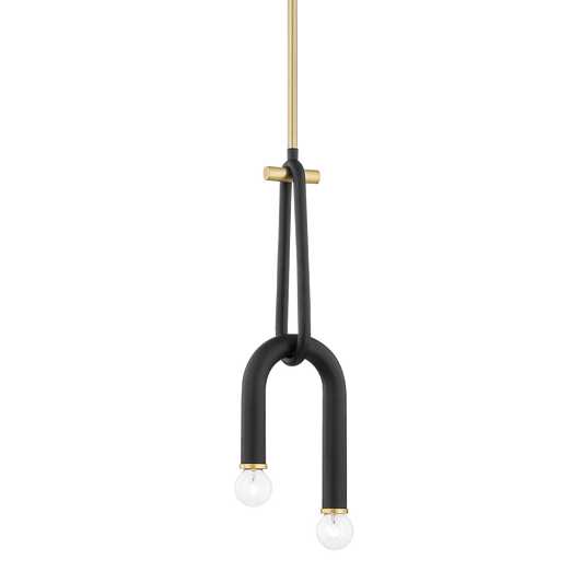 Mitzi 2 Light Pendant in Aged Brass/Black H382702-AGB/BK