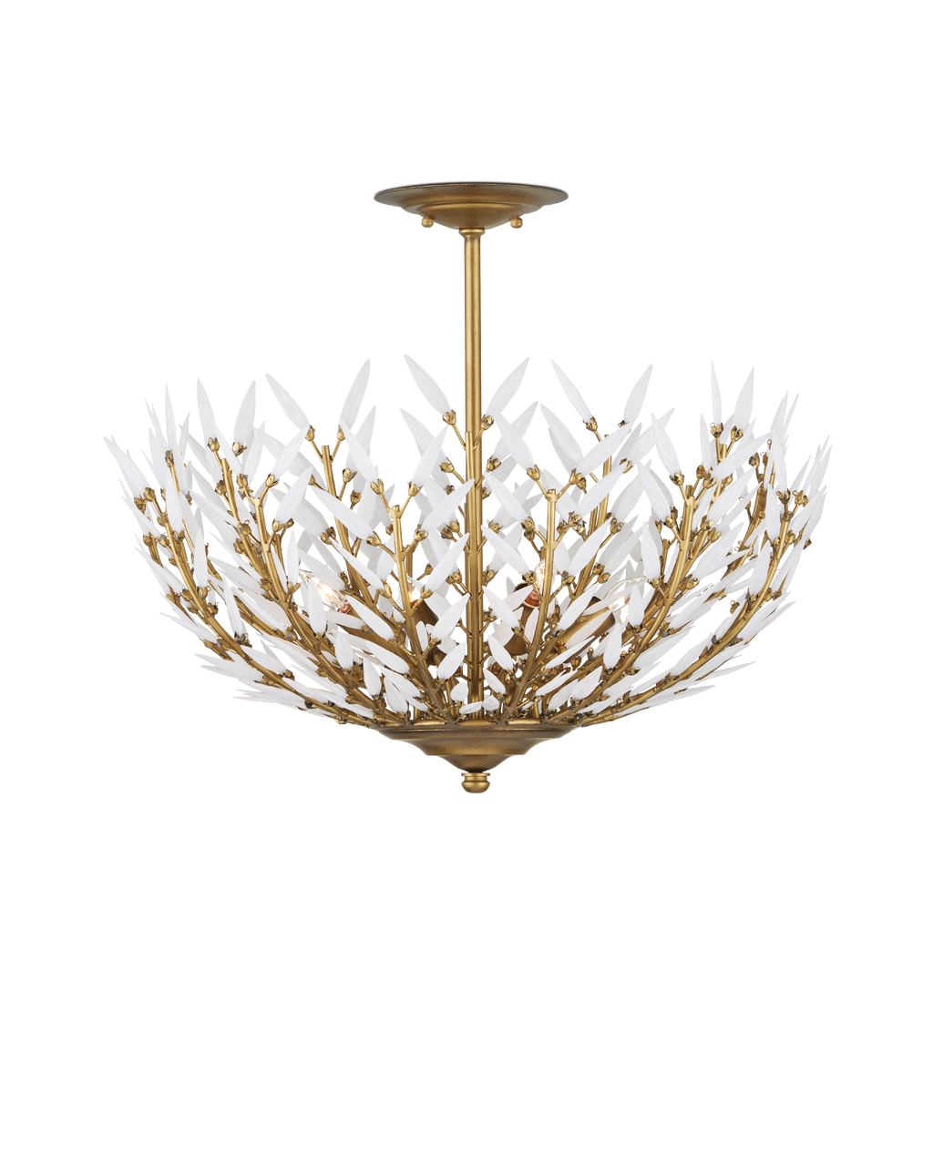 Currey & Co Magnum Opus Semi-Flush Mount in Brass/White 9000-1224