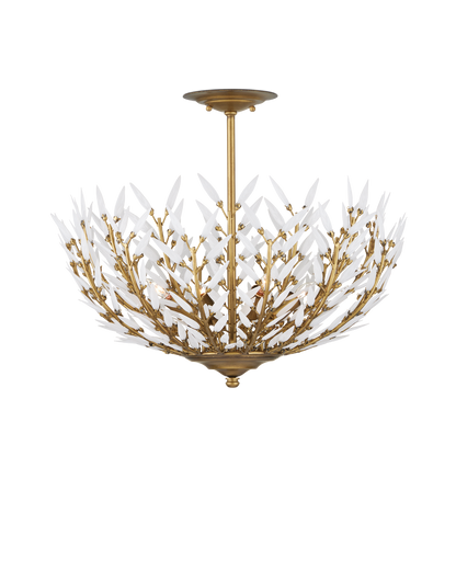 Currey & Co Magnum Opus Semi-Flush Mount in Brass/White 9000-1224