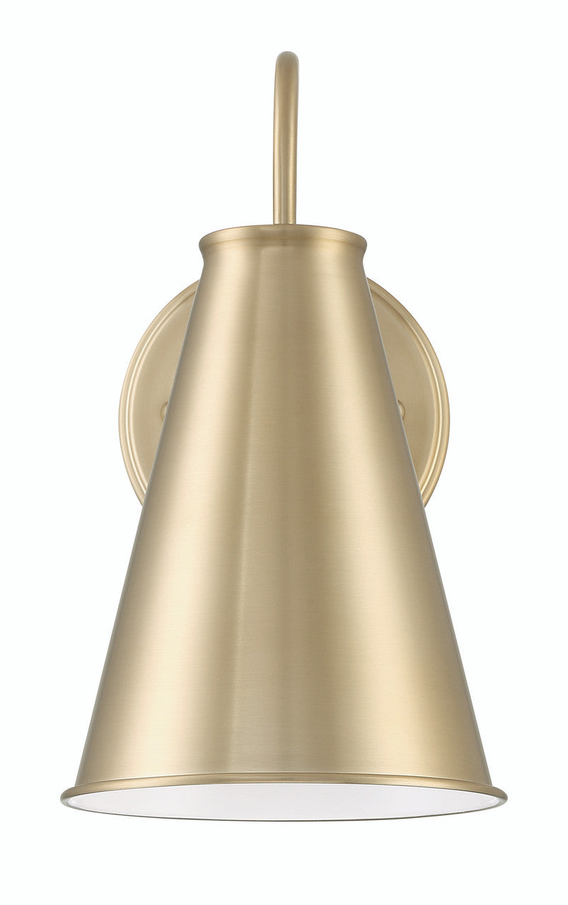 Lumanity Lighting Lincoln Tapered Metal 7" Dome Antique Brass Wall Sconce Light in Plated Antiqued Brass, Off White Enamel  L050-0003