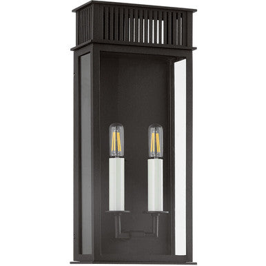 Troy Lighting 2 Light Gridley Exterior Wall Sconce in Textured Black B6018-TBK