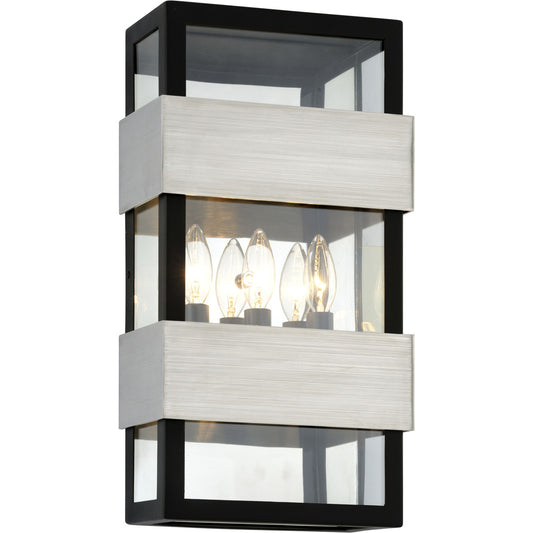 Troy Lighting 3 Light Dana Point Wall Sconce in Black With Brushed Stainless B6523