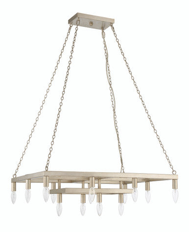 Lumanity Lighting Cora 14-Light Modern Linear Chandelier in Antique Silver Leaf  L090-0025