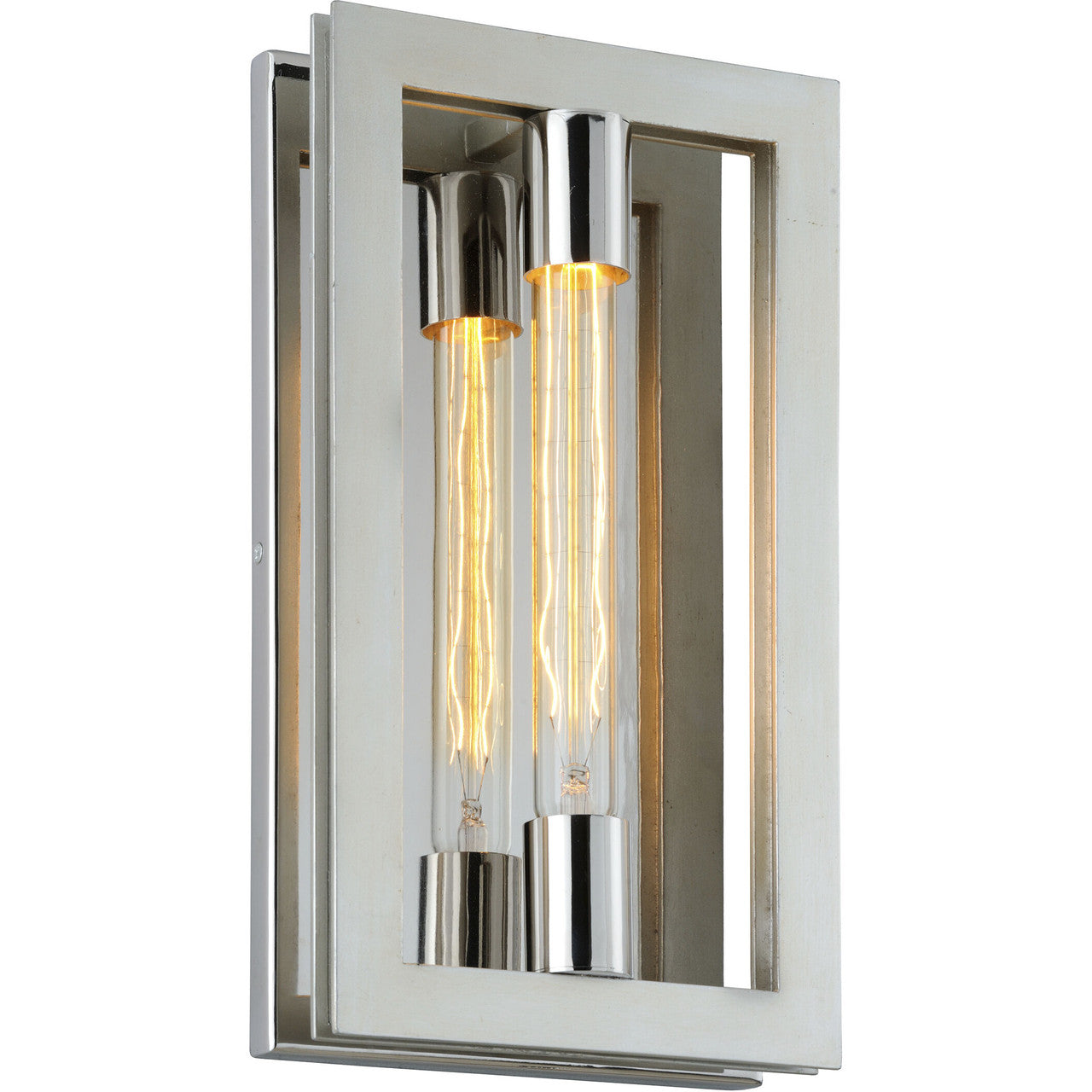 Troy Lighting 1 Light Enigma Wall Sconce in Silver Leaf With Stainless Accents B7101