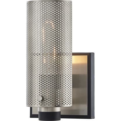 Troy Lighting 1 Light Pilsen Wall Sconce in Carbide Black With Satin Nickel Accents B7111